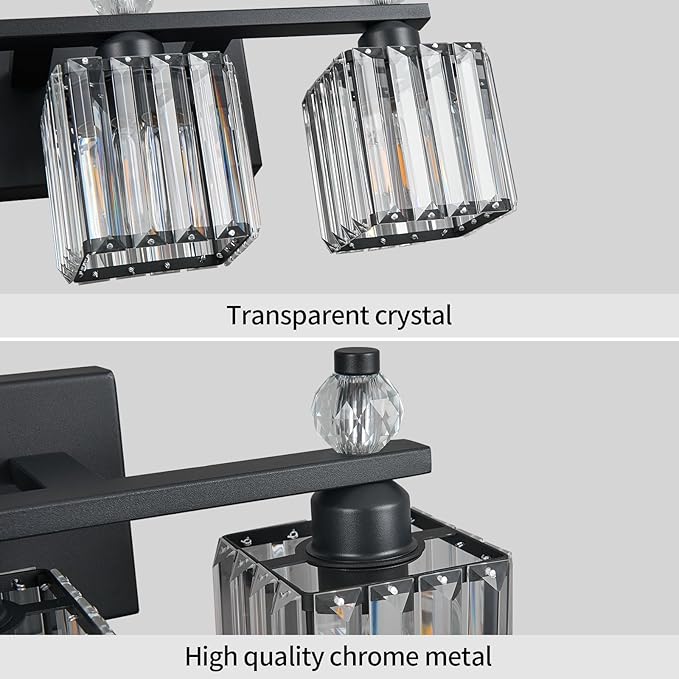 FDPBY Sand Black Bathroom Vanity Lights Crystal Vanity Light Bathroom Lighting - Image 4