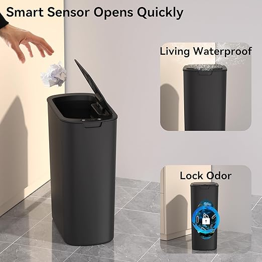 5 Gallon Motion Sensor Bathroom Trash Can Automatic Garbage Cans - Image 6