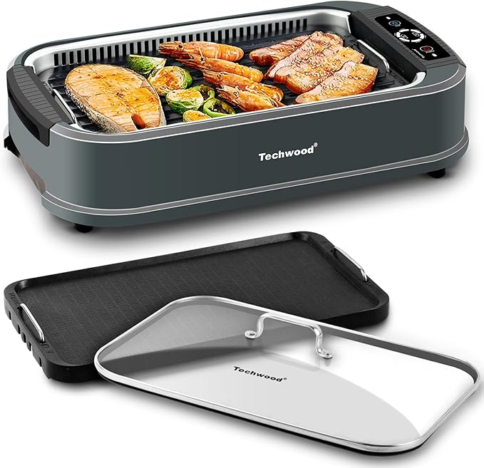 Techwood Indoor Grill Smokeless Grill, 1500W Indoor Korean BBQ Electric by Techwood