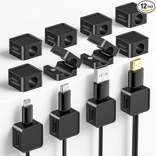 12 Pack Magnetic Cord Organizer Cable Clips, Compact Desk Cable Management Clips by Unknown