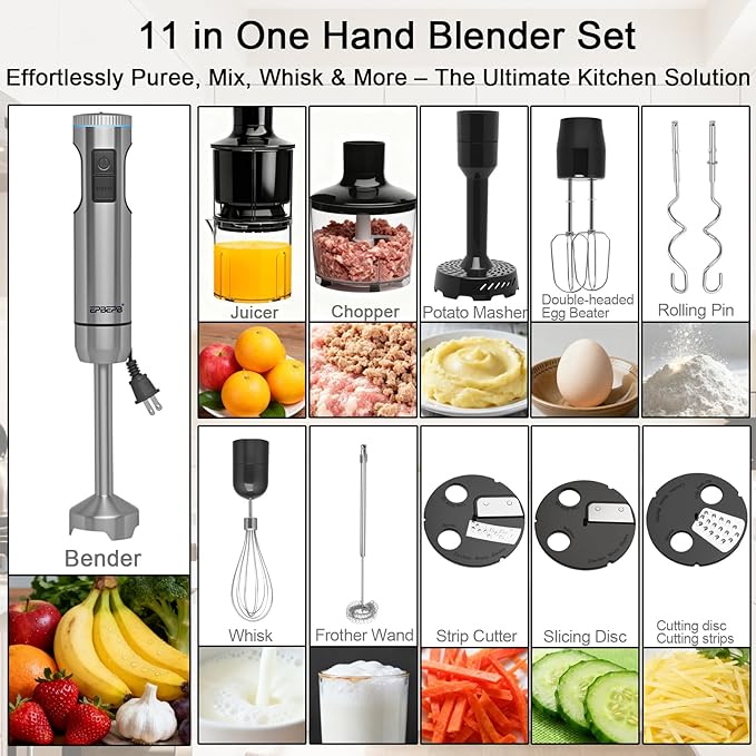 Handheld Immersion Blender Bundle, 1000W Powerful 11-in-1 Set - Image 5