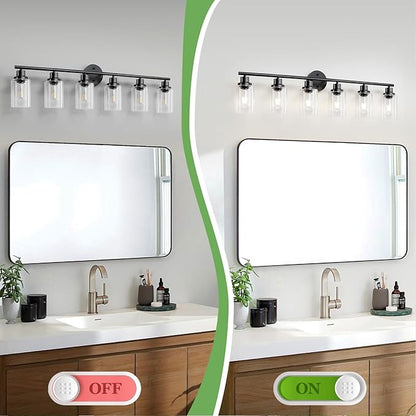 Guliaofo 6-Light E26 Black Bathroom Vanity Lights, Modern Bathroom Light - Image 5