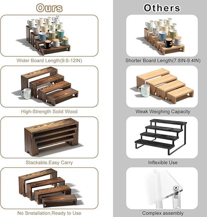 4 Set Large Wooden Tiered Riser Display Stands - Image 7