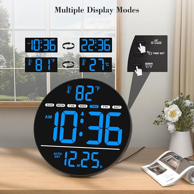 WallarGe Large Digital Wall Clock - Image 5