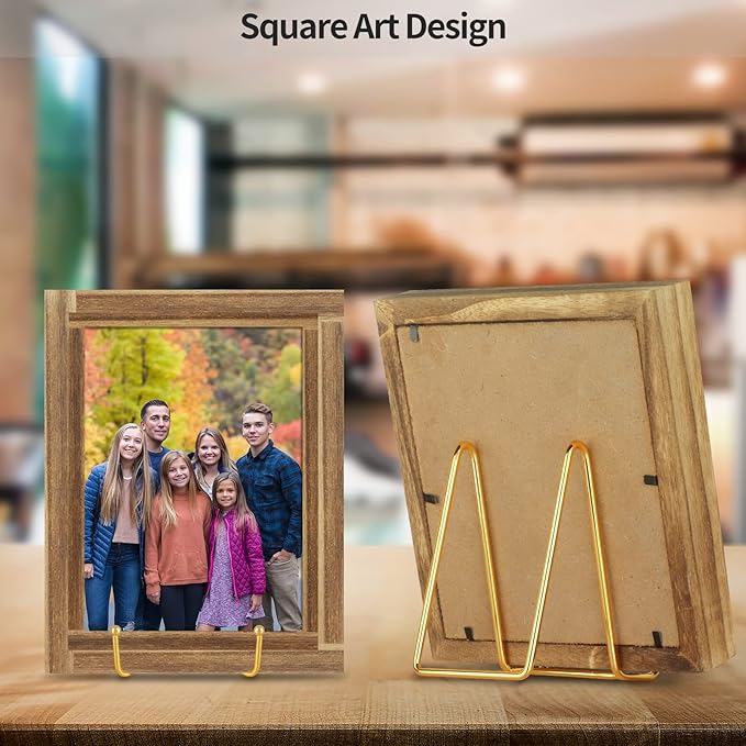 IBosins 5 Pack 4 Inch Plate Holder Display Stands, Metal Gold Frame Stand - Image 4