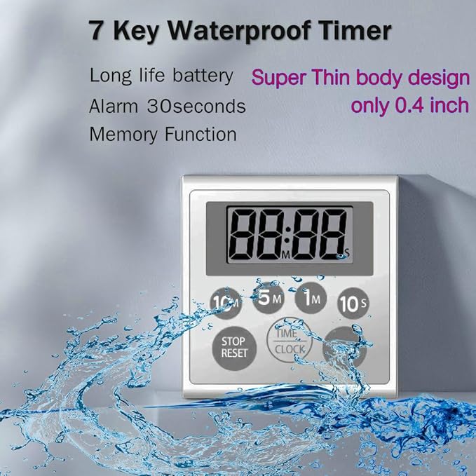 NUOSWEK Digital Timer Waterproof Shower Timer Shower Clock Bathroom Kitchen - Image 6