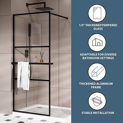 Goodyo 34" x 72" Shower Door Tempered Glass Shower Screen - Image 3