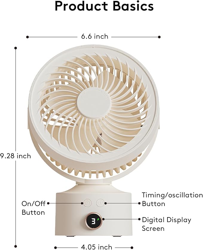 CARONSORT Desk Fan, Small Oscillating Fan - Image 8