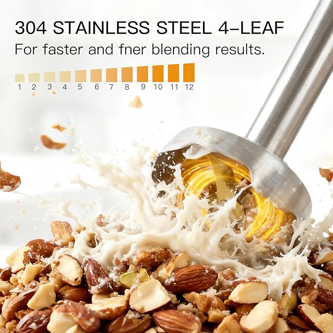 3- in-1 Immersion Hand blender, Powerful MOTOR & Stainless Steel Stick Blender - Image 2