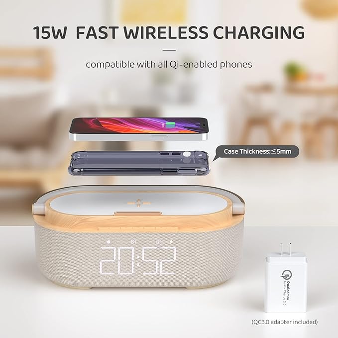 COLSUR Bluetooth Speaker Alarm Clock - Image 3