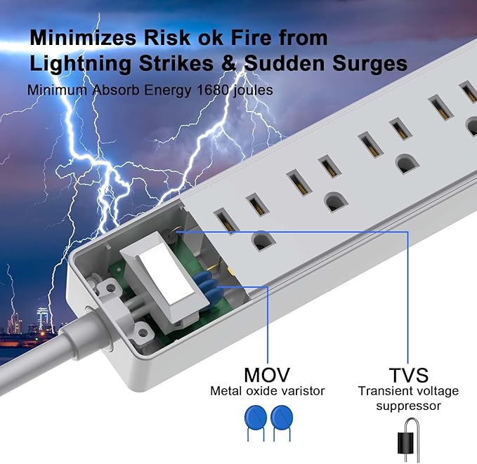 6Ft Power Strip Surge Protector - Image 5