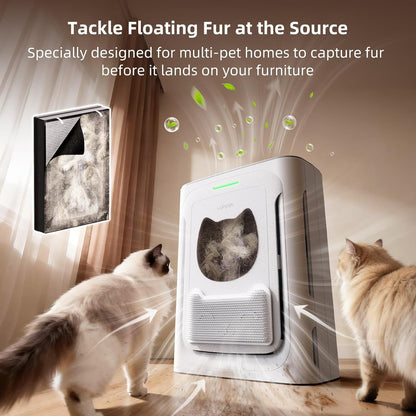 uahpet pet air purifier for home, reduce pet shown in use