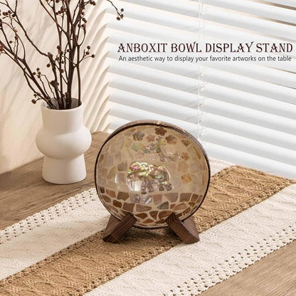 ANBOXIT Bowl Stands for Display, 3.5 Inch Plate Holder, Wooden Easel Frame - Image 2
