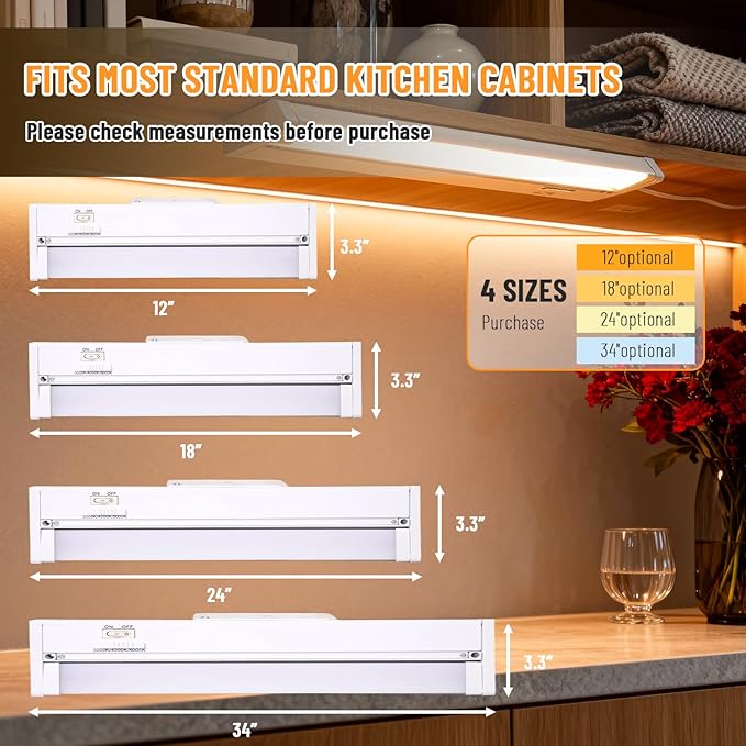 Plug in Under Cabinet Lights Hardwired, 45° Rotatable Design, Linkable Up to 15 - Image 9