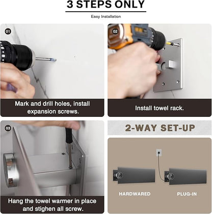 K&KALONZO Electric Towel Warmer, 18.8" W x 4.8" H Wall-Mounted Towel Heater - Image 5