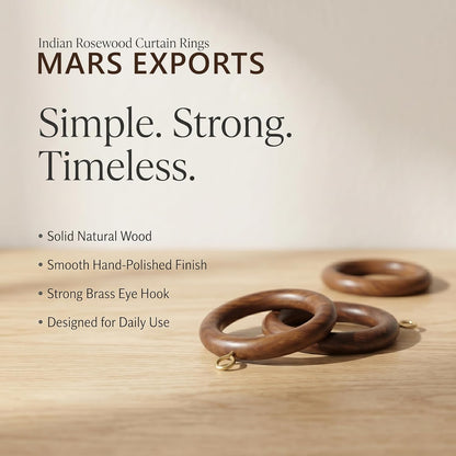 24 Pieces of 3 Inch Wooden Curtain Rod Rings, Drapery Rod Rings for 1.75-2 inch Rod Pole, Natural Rosewood (24, 2.2 INCH Inner Dia)
