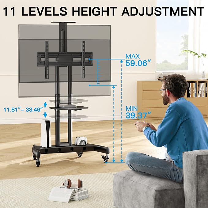 PERLESMITH Rolling TV Stand - Image 5