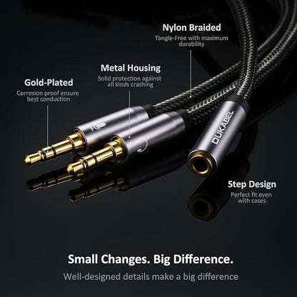 DUKABEL Gold-Plated & Strong Braided Y Splitter Audio Cable - Image 6