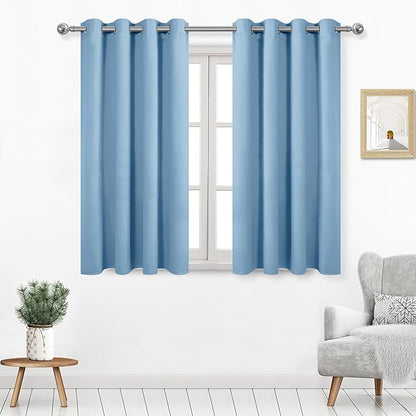 DWCN Light Blue Curtains 45 Inches Long, Thermal Blackout Drapes by DWCN