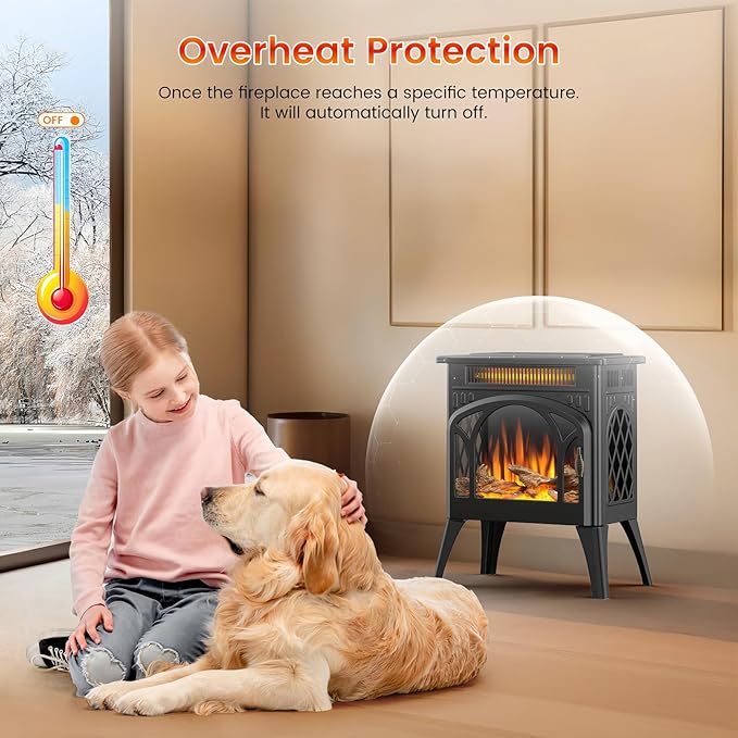 Electric Fireplace Stove, Fast Heating, 1500W X Infrared Fireplace Heater - Image 4