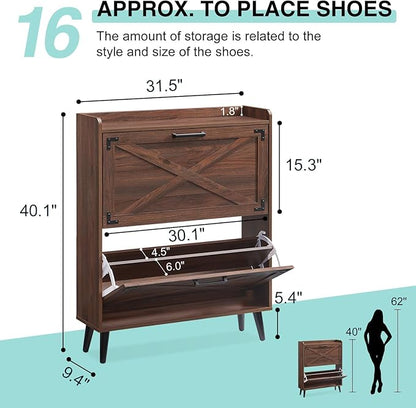 Shoe Storage Cabinet, Farmhouse Shoe Organizer - Image 2