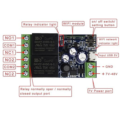 Ewelink WiFi Wireless Smart Relay Module USB DC 5v/12v/24v/48v 2 Channel Switch - Image 4