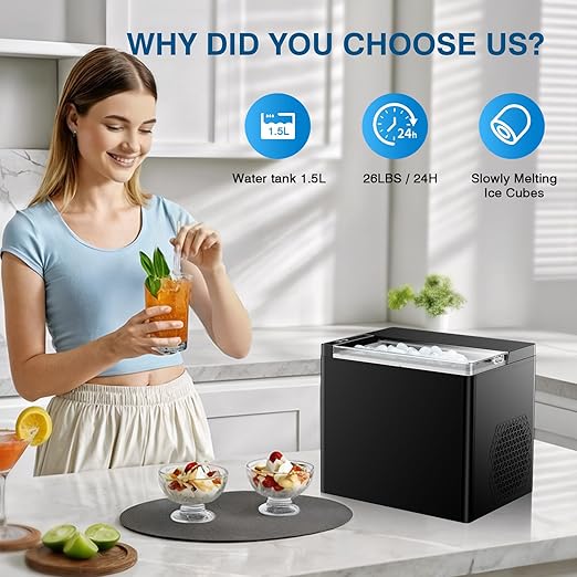 Ice Makers Countertop, 9 Ice Cubes in 6 Mins Portable Ice Maker, 2 Sizes of - Image 3