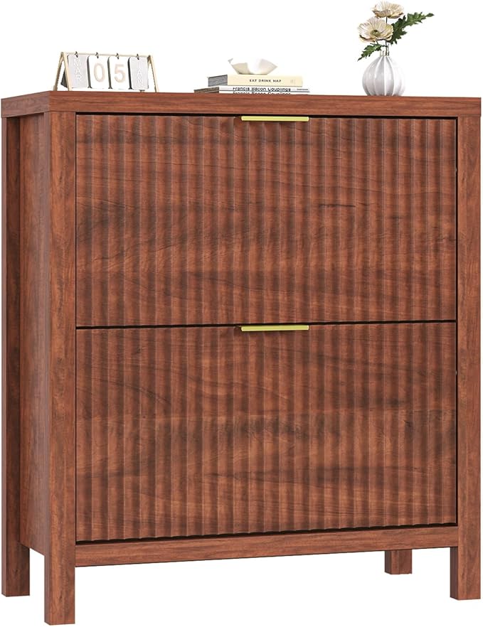 Shoe Cabinet Storage for Entryway, Fluted Shoe Cabinet - Image 9
