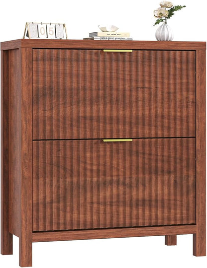 Shoe Cabinet Storage for Entryway, Fluted Shoe Cabinet - Image 9