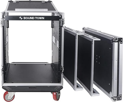 Sound Town Heavy-Duty 1/2" 14U PA DJ Rack/Road Case - Image 2