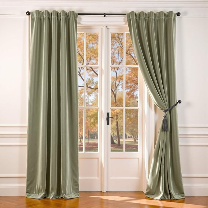 Lazzzy Velvet Blackout Curtains Thermal Insulated Room Window Drapes Super Soft by Lazzzy
