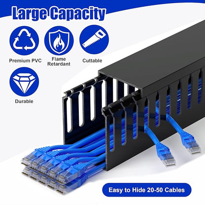 ZhiYo 99in Server Rack Cable Management Raceway, H2.4in x W2in Cable Raceway Kit - Image 4