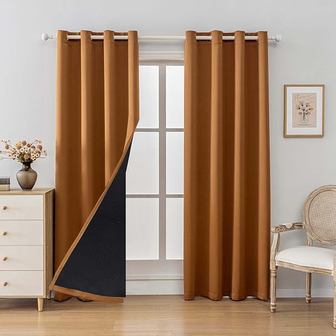 Anytime 100% Blackout Curtain 2 Panels Set, Thermal Insulated Window Drapes by Anytime