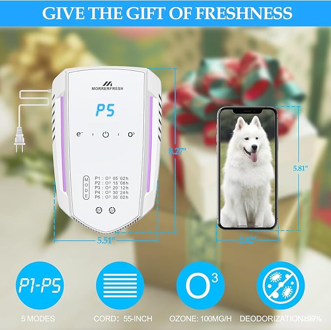 Ozone Odor Eliminator for Strong Odor 99% Cat Litter Deodorizer Dog Poof Odor - Image 8