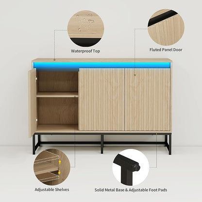 Fluted Sideboard Buffet Cabinet - Image 4