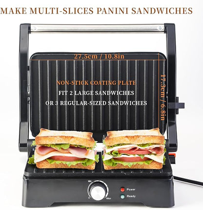 Panini Press Grill Sandwich Maker, Large Electric 3 in 1 Panini Sandwich Maker - Image 2