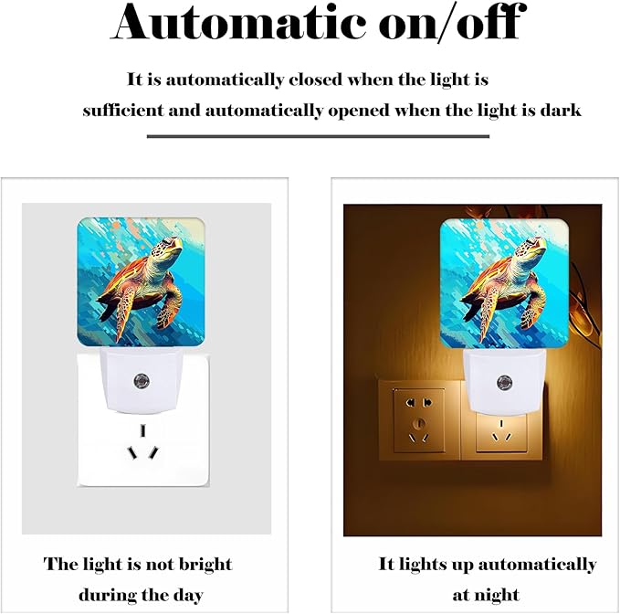 FSHVQKD Watercolor Wild Turtle Night Light, Plug Into Wall - Image 3