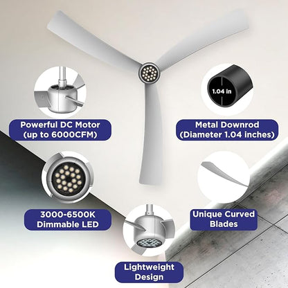 ocioc Ceiling Fans with Lights, 52 Inch Low Profile Ceiling Fan with Remote - Image 7