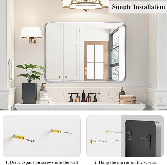 Fabuday Bathroom Mirror Silver 30x40 Inch - Image 6