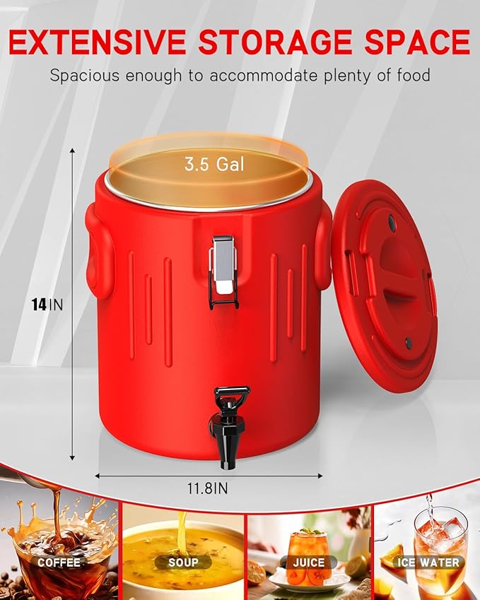 Insulated Beverage Dispenser 3.5 Gallon- Ice and Hot Drink Dispenser - Image 9
