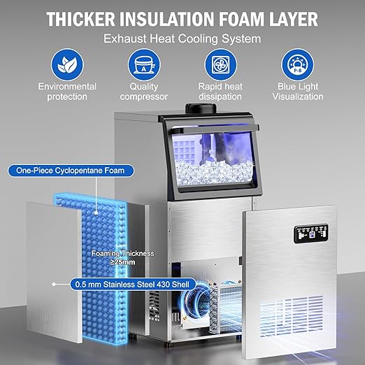 Commercial Ice Maker Machine 110 Lbs/24H, 20 Lbs Ice Bin, Undercounter Ice - Image 7