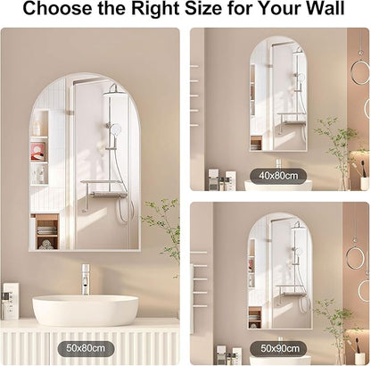 Arched Medicine Cabinet with Mirror, Brushed Nickel Mirror Cabinet with Storage - Image 6