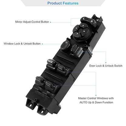 BASIKER Master Power Window Switch and Bezel Driver Side and Window Bezel - Image 3