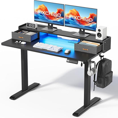 Electric Standing Desk with Drawers, 48 Inch Height Adjustable Desk with Power by Unknown