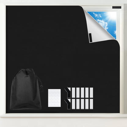 100% Blackout Curtains for Bedroom,Black Out Window Cover, Portable Window Blinds,Travel DIY Window for Baby Nursery,Dorm Room and Media Room (Black 118"x57")