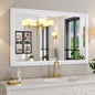 Amorho Bathroom Mirror, 48x30 Inch White Thick Metal Framed Wall Mirrors by Amorho