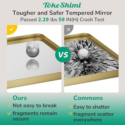 TokeShimi 30 x 30 Gold Bathroom Mirror, Rectangle Bathroom Wall Mirror - Image 4