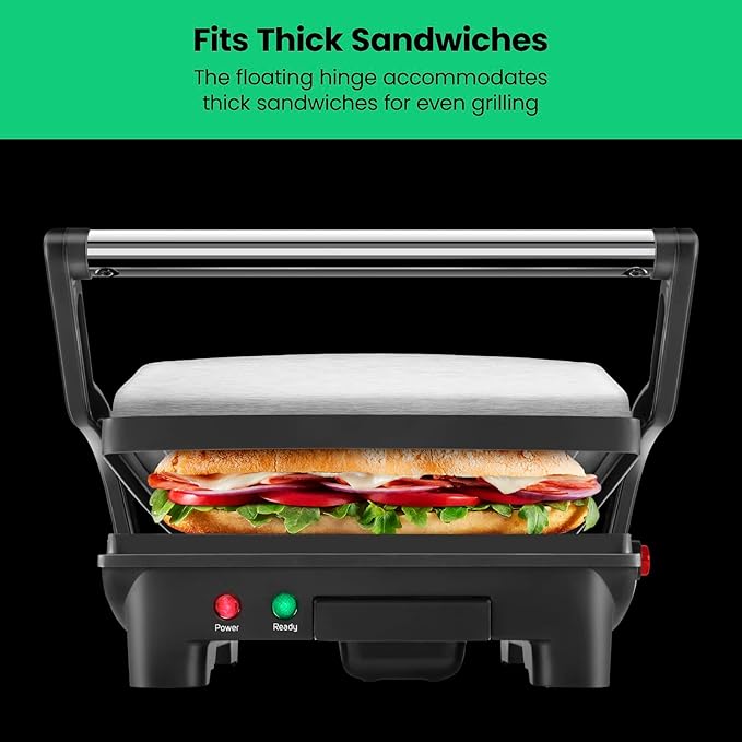Chefman Panini Press Grill and Gourmet Sandwich Maker Non-Stick Coated Plates - Image 6