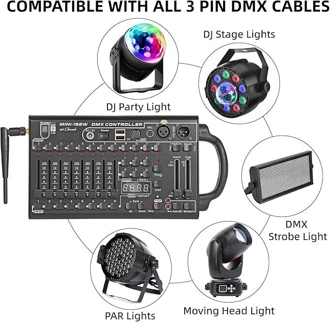 Wireless DMX Controller, 192 Channel DMX512Controller Stage Lighting Equipment - Image 4