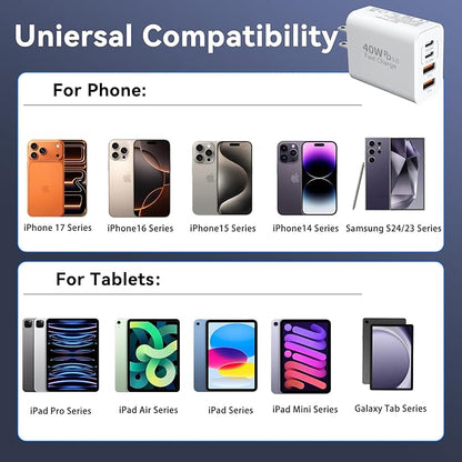 USB C Wall Fast Charger Block, 40W 4-Port Type C Chargers Fast Charging Blocks - Image 4